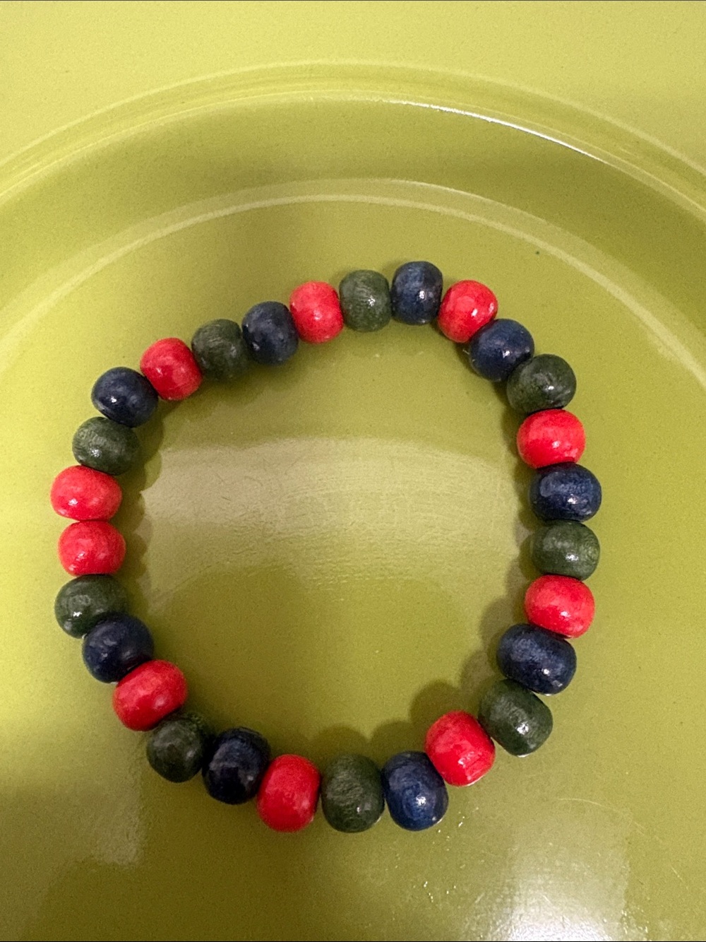 Red, Blue and Green Beaded Stretch Bracelet